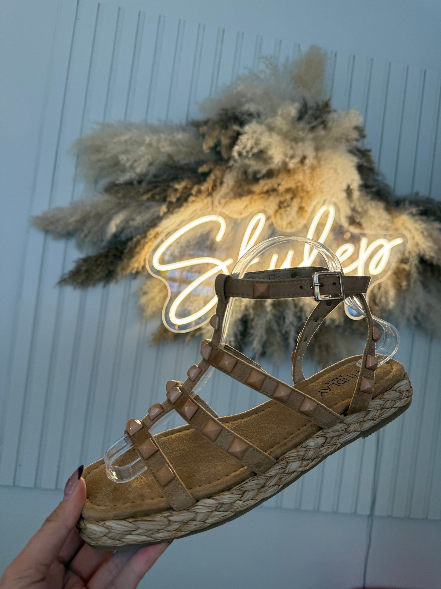 Tan Studded Sandals