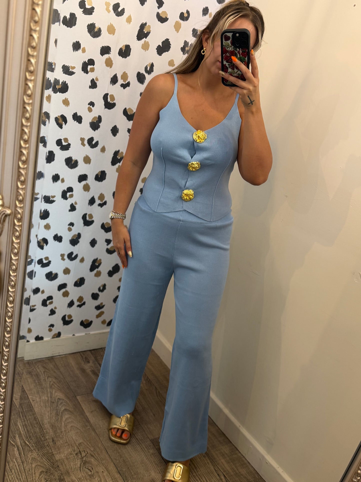 Gold Button up lounge Sets 3 colours