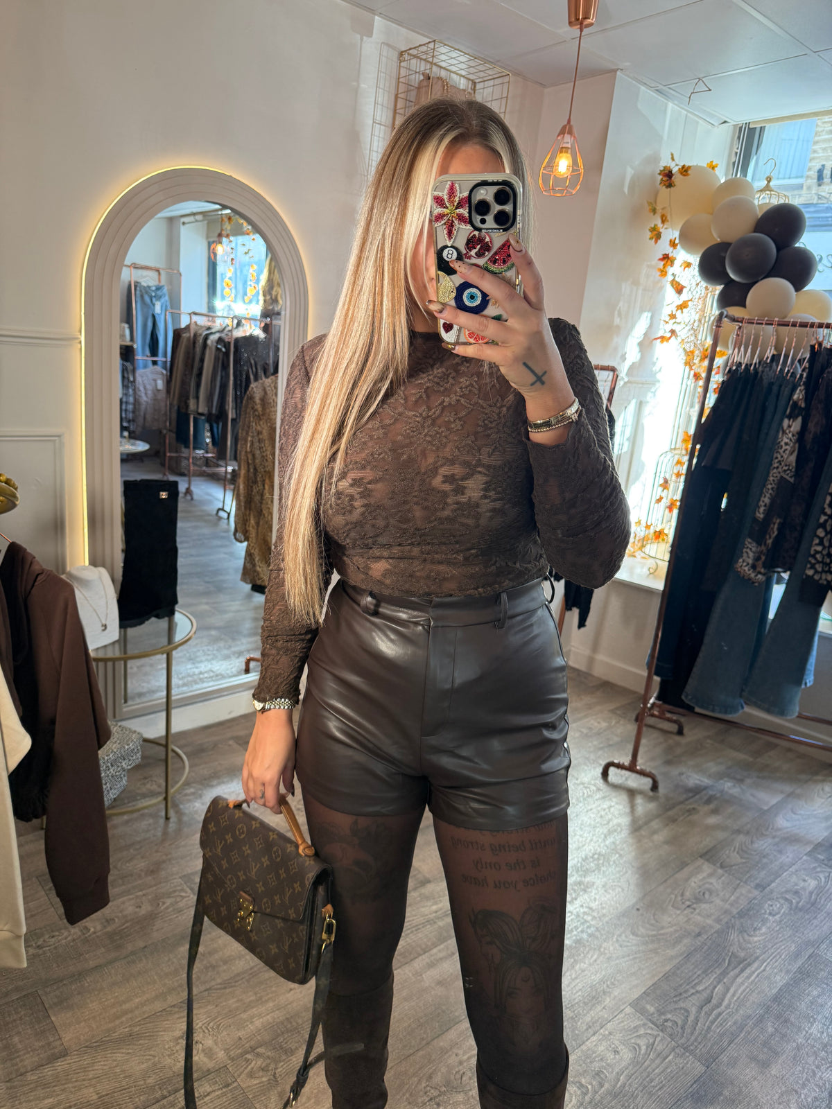 Brown lace top