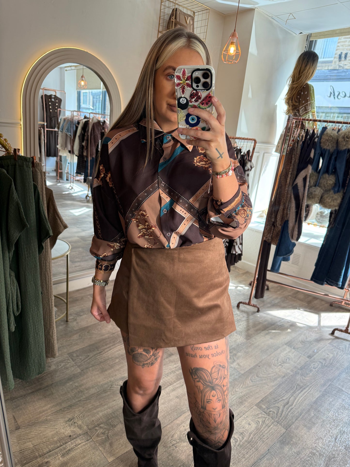 Brown Suede Skort
