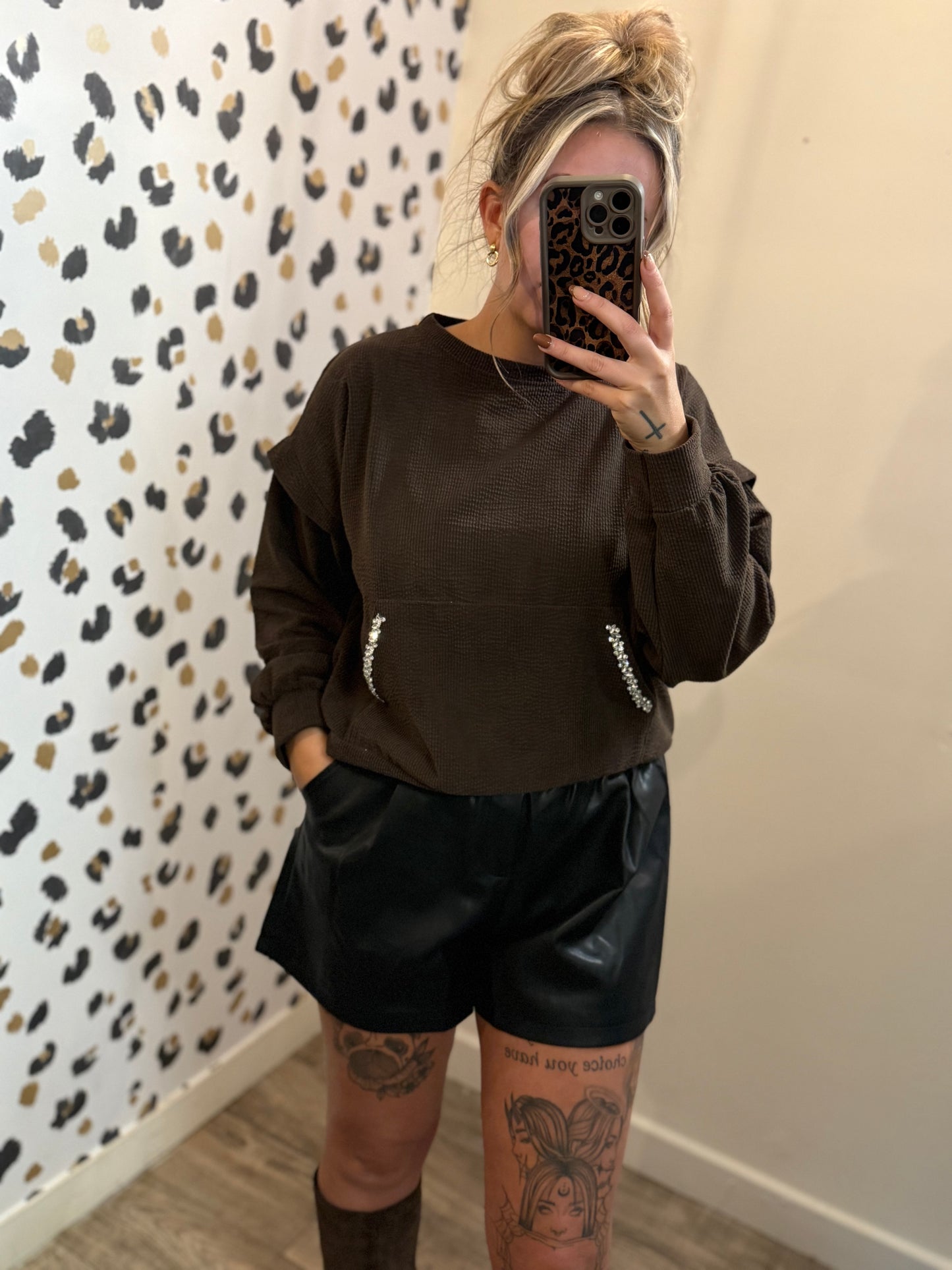 Brown Bling Detail Jumper