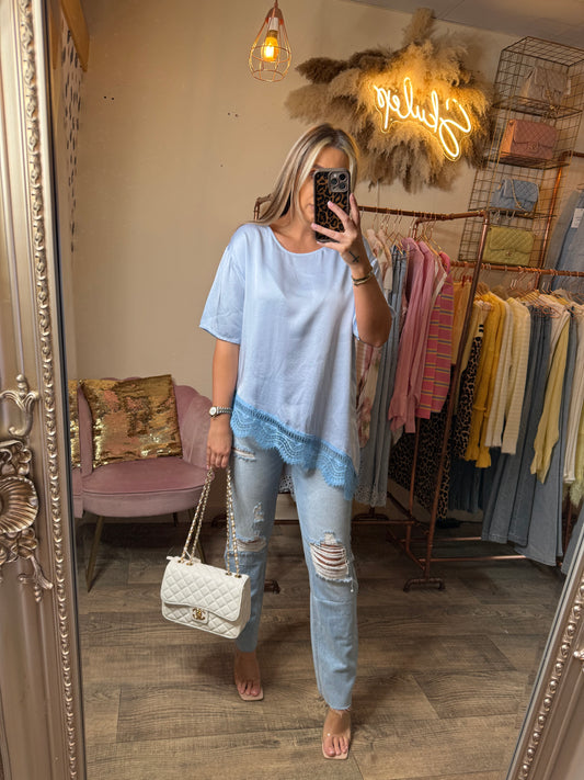 Silk & Lace Top Blue