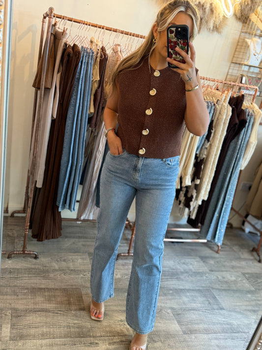 Shell Knitted vest Brown