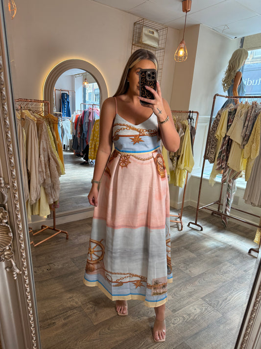 Sailor Print Maxi Dress