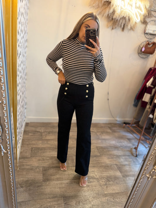 Stripe Black & Nude Top