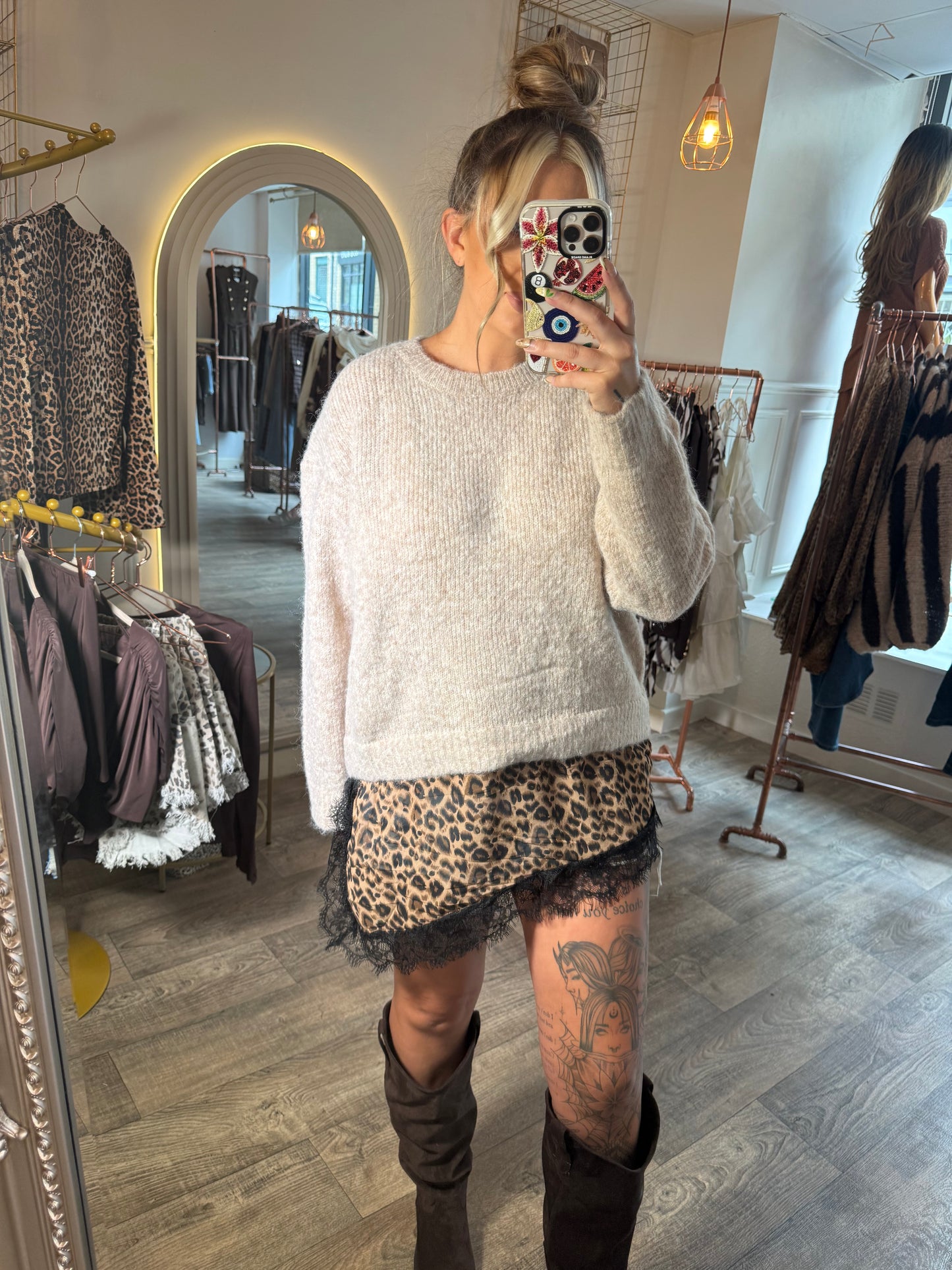 Leopard Silk Detail Jumper