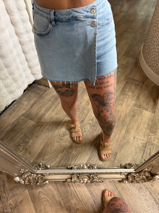 Super Stretch Wrap Denim Skort