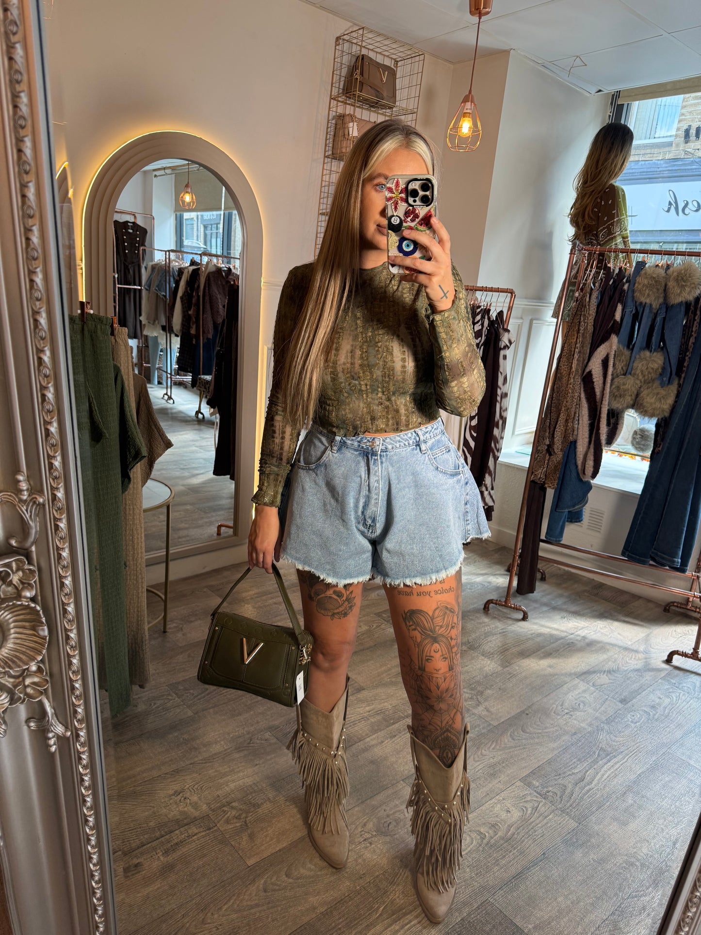 Flare Denim Shorts
