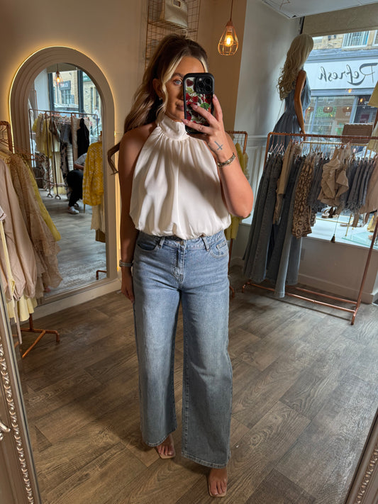 Ivory Silk Tye Top
