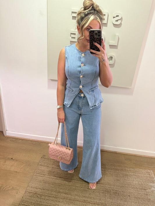 The LILY Denim Waistcoat Set