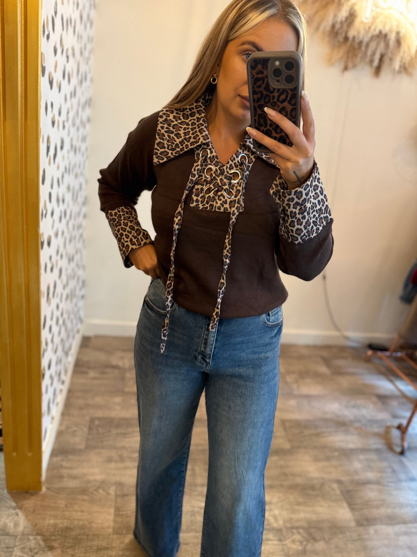 Leopard Laceup Jumper
