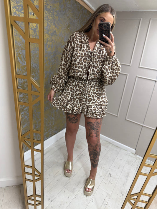 Leopard bowtye Playsuit