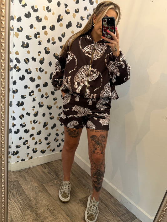Brown & Leopard Short set
