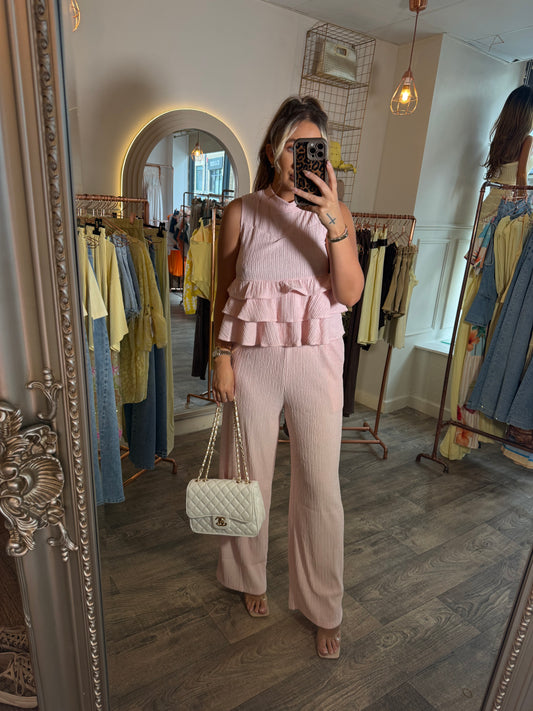 Pink Frill Pants & Top Set