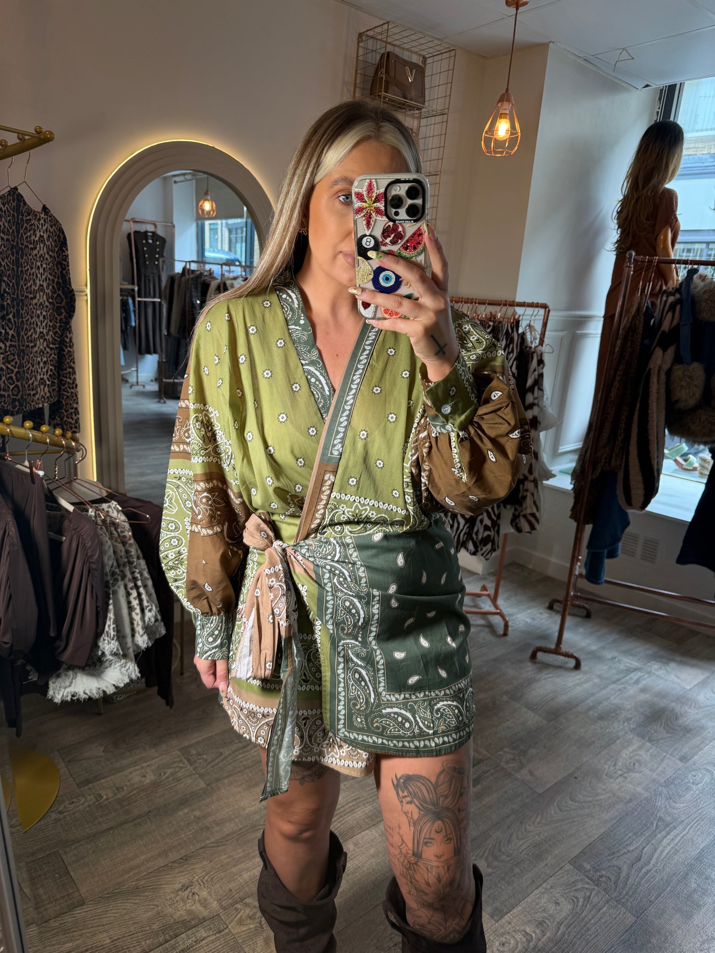 Scarf Print Wrap Dress