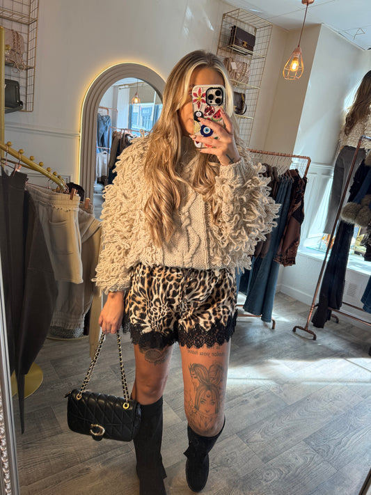Silk Lace Trim Shorts
