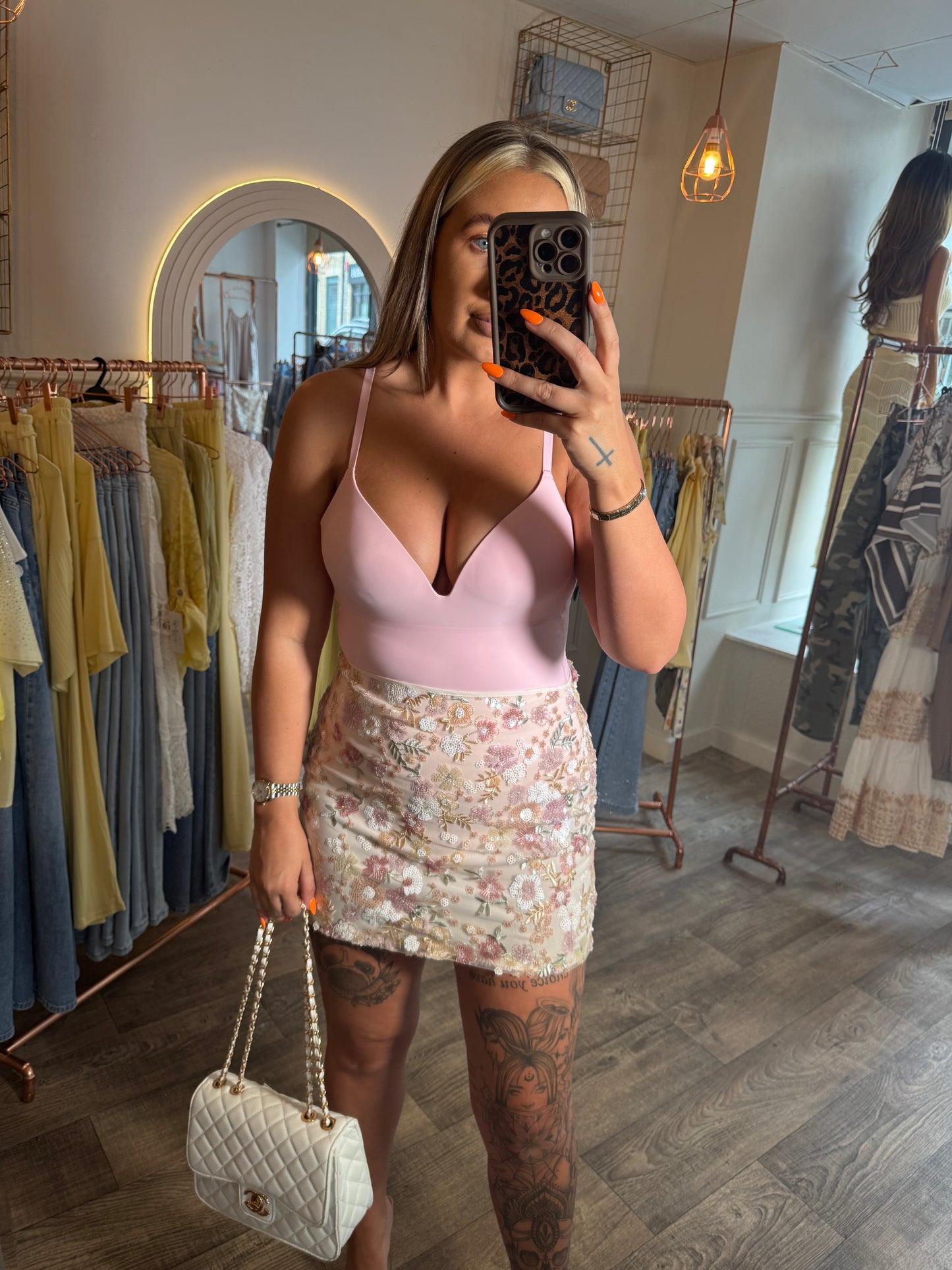 Sequin Skirt Pink/Beige