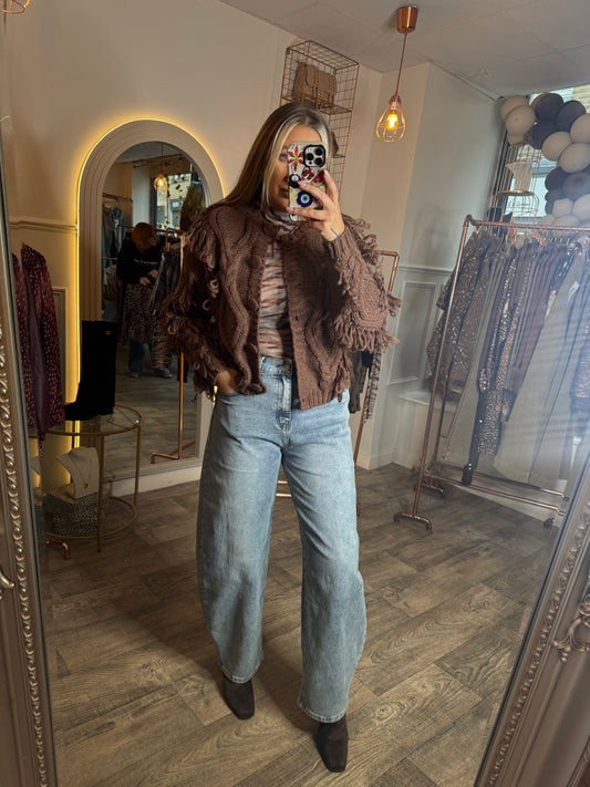 LUXE Tassel Chocolate Cardigan