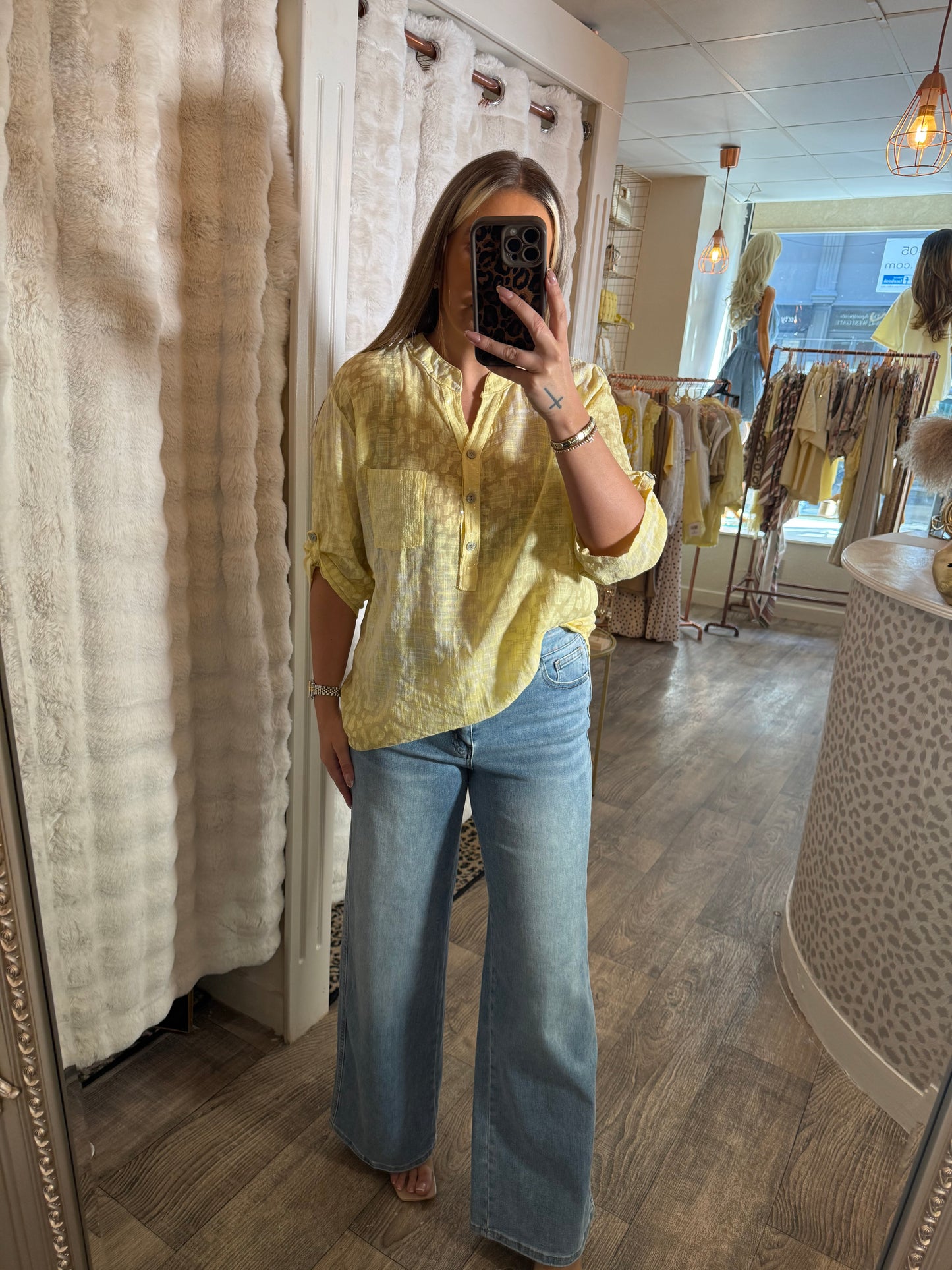 Lemon Leopard Sequin Shirt