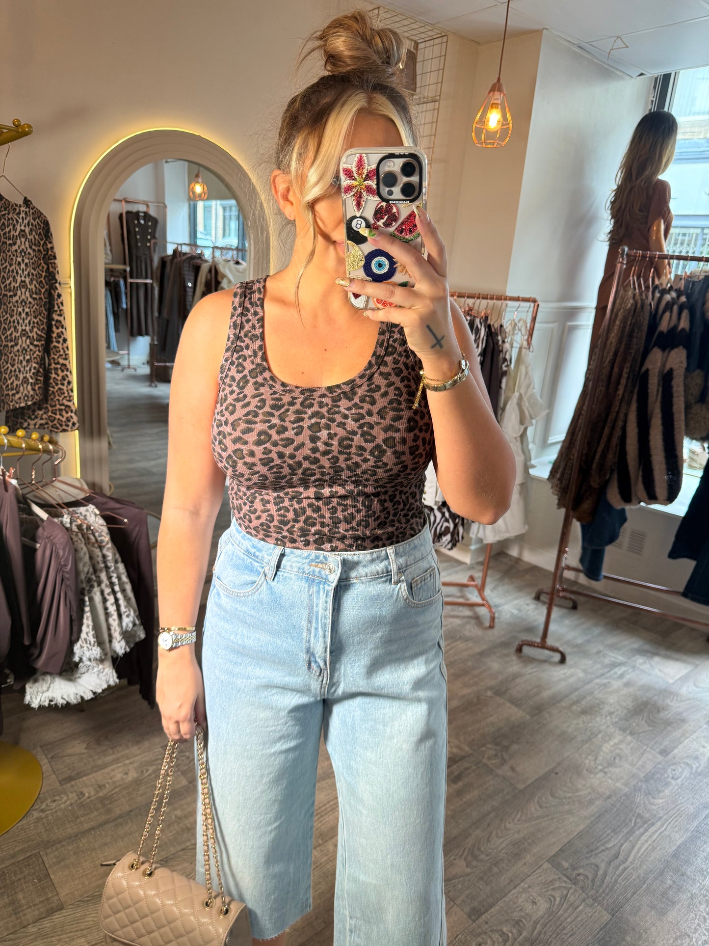 Ribbed Leopard Vest