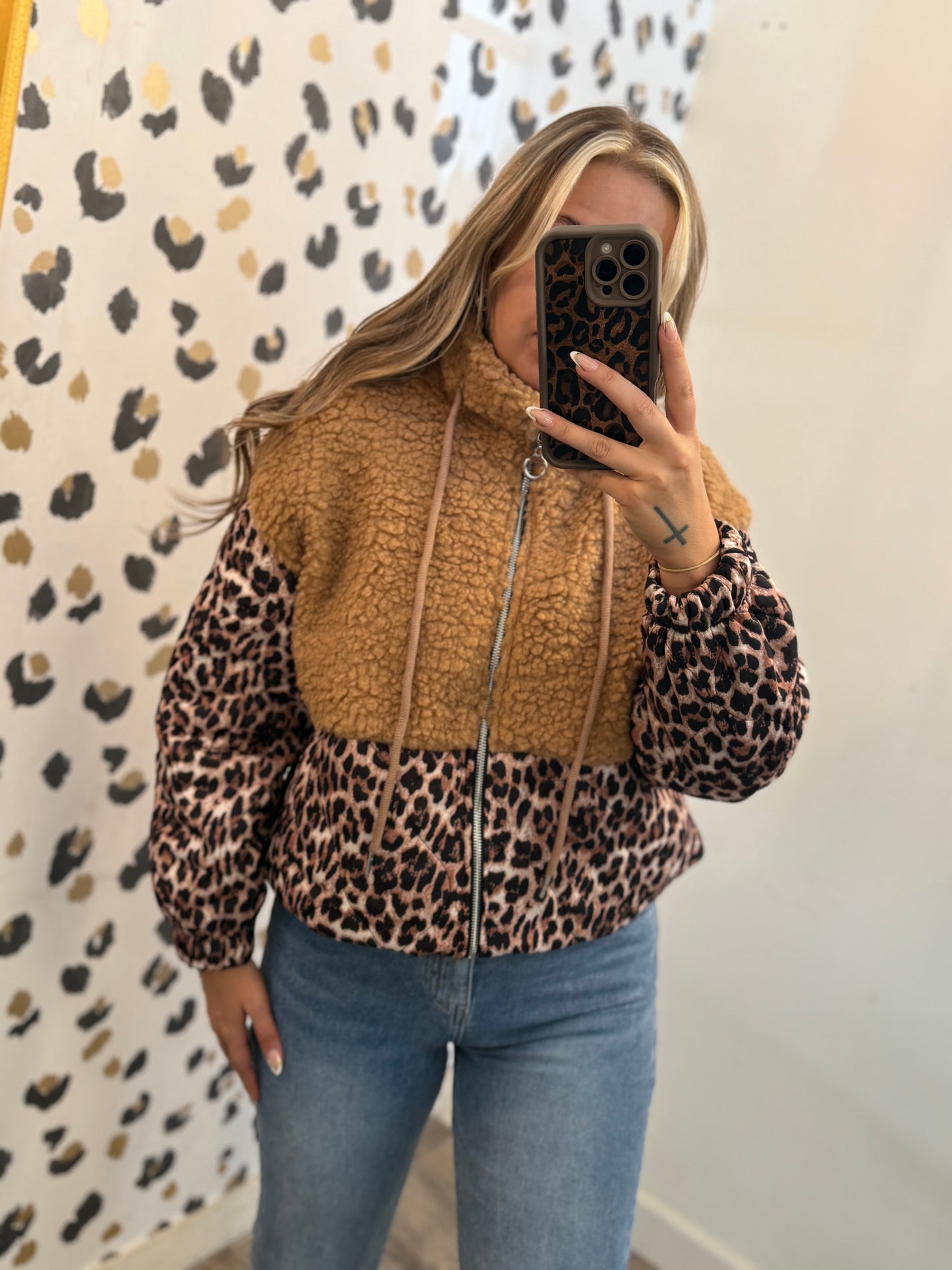 Leopard Print Fleece Tan