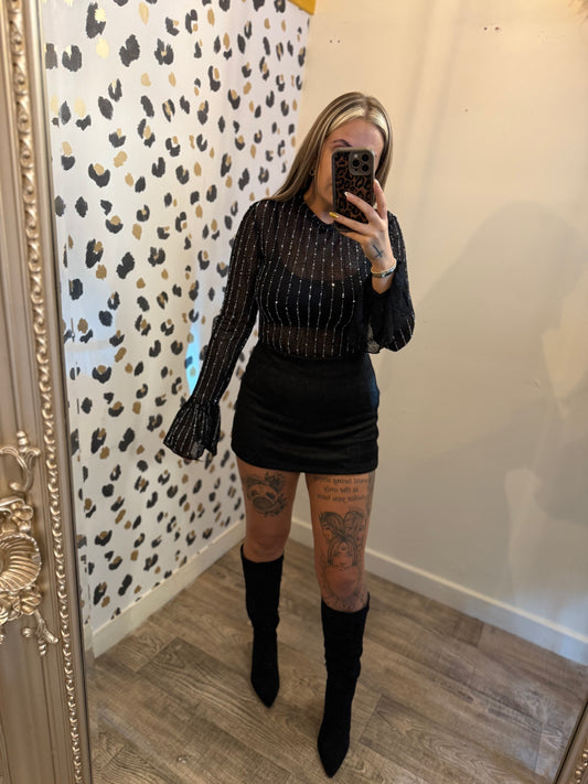 Black Suede Skort