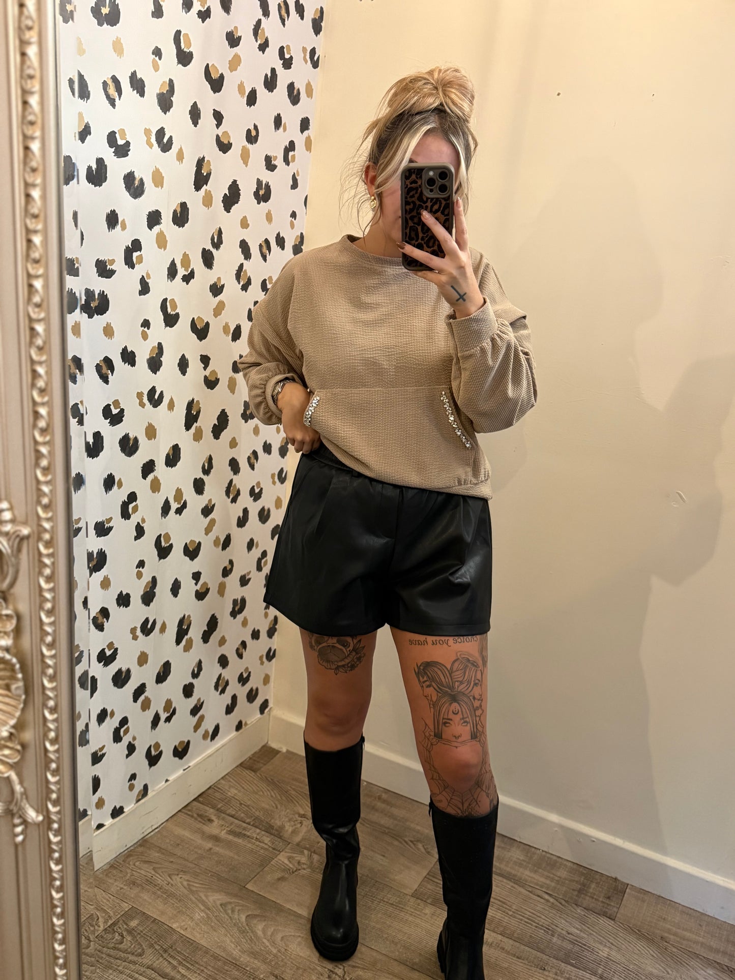 Beige Bling Detail Jumper