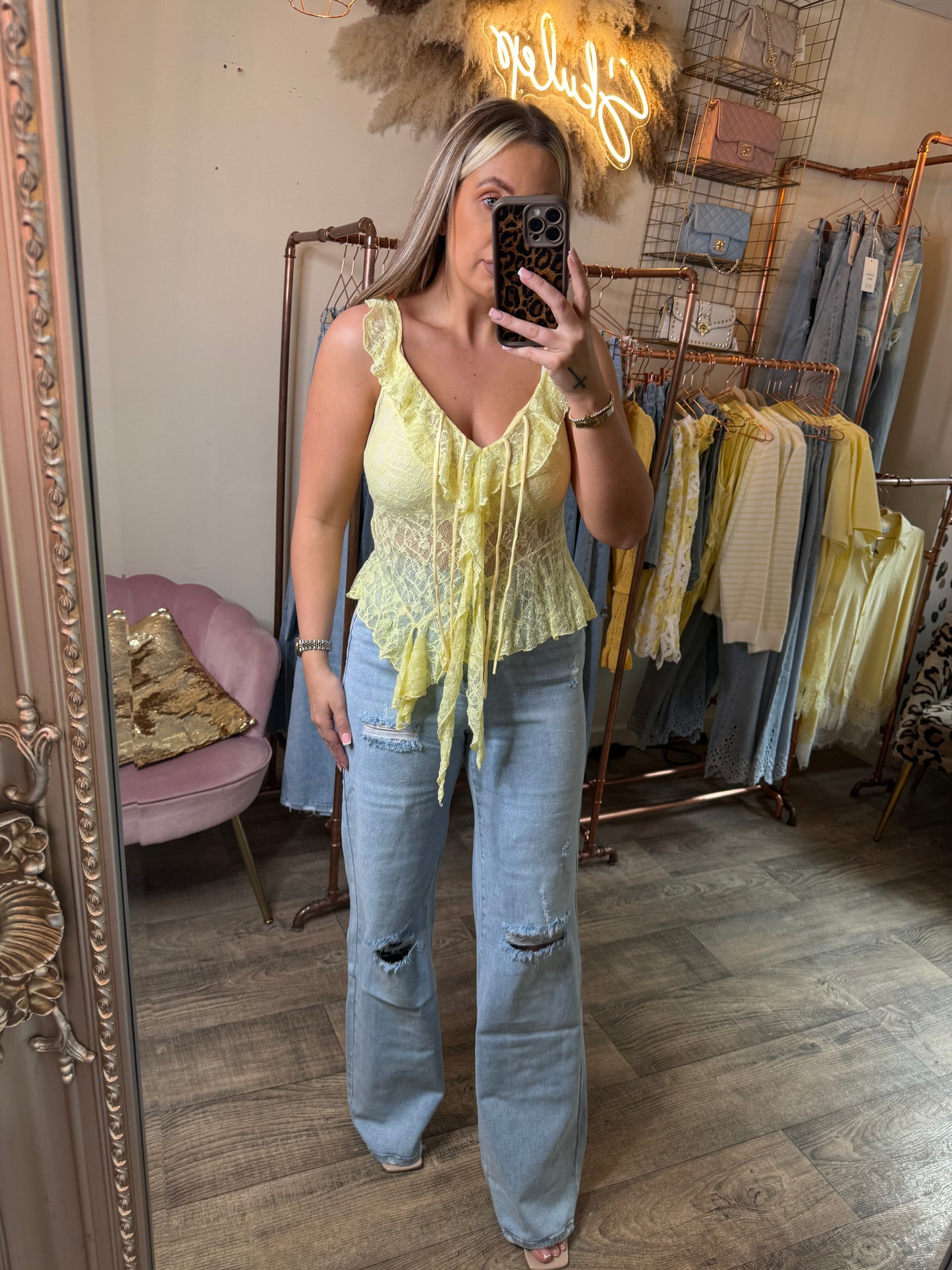Yellow Lace Top