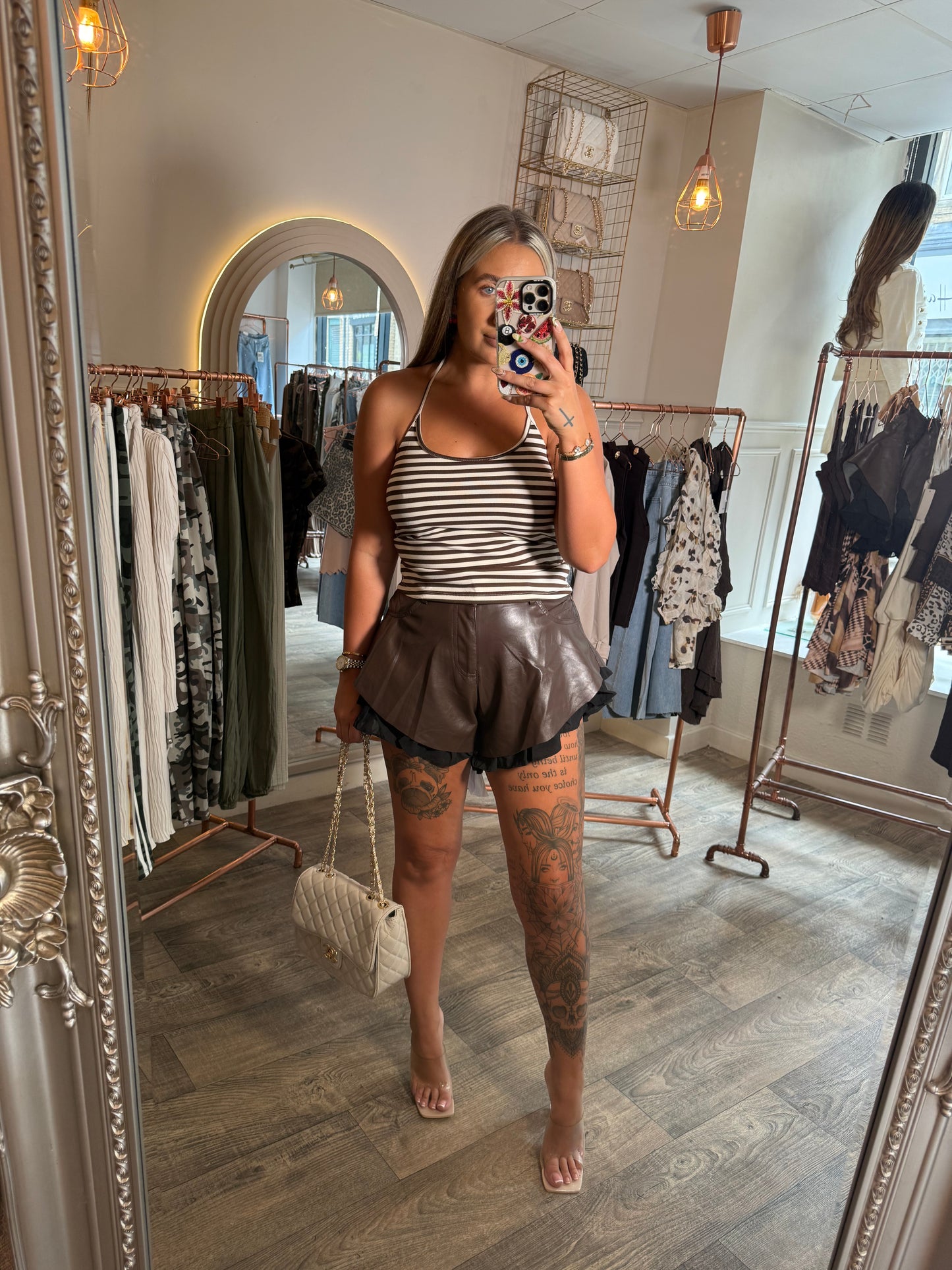 PU Leather Frill Shorts