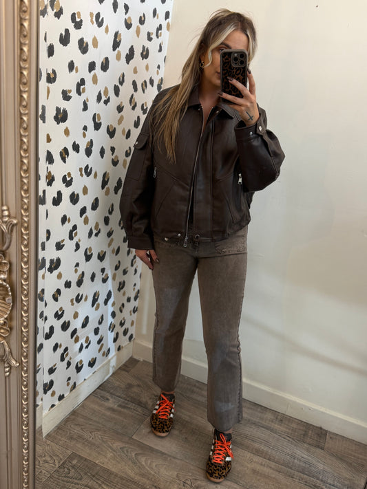 PU Leather Jacket Brown