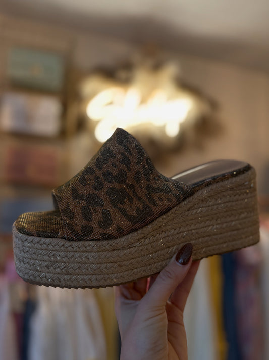 Shimmer Leopard Wedges