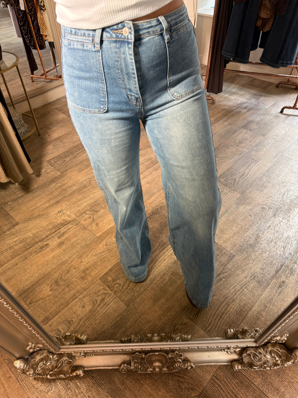 Pocket Faded Stretchy Jeans