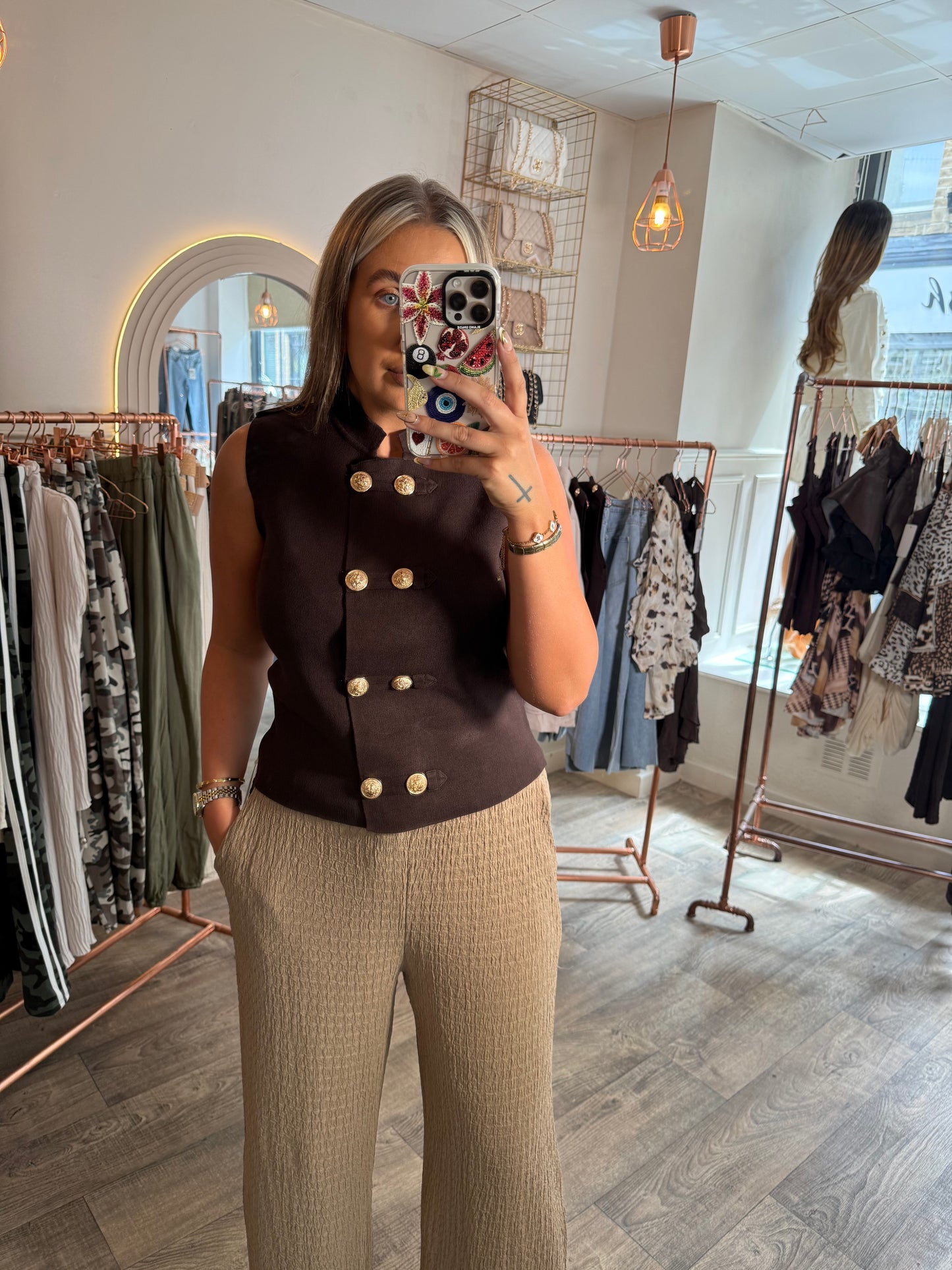 Military Knitted Vest Brown
