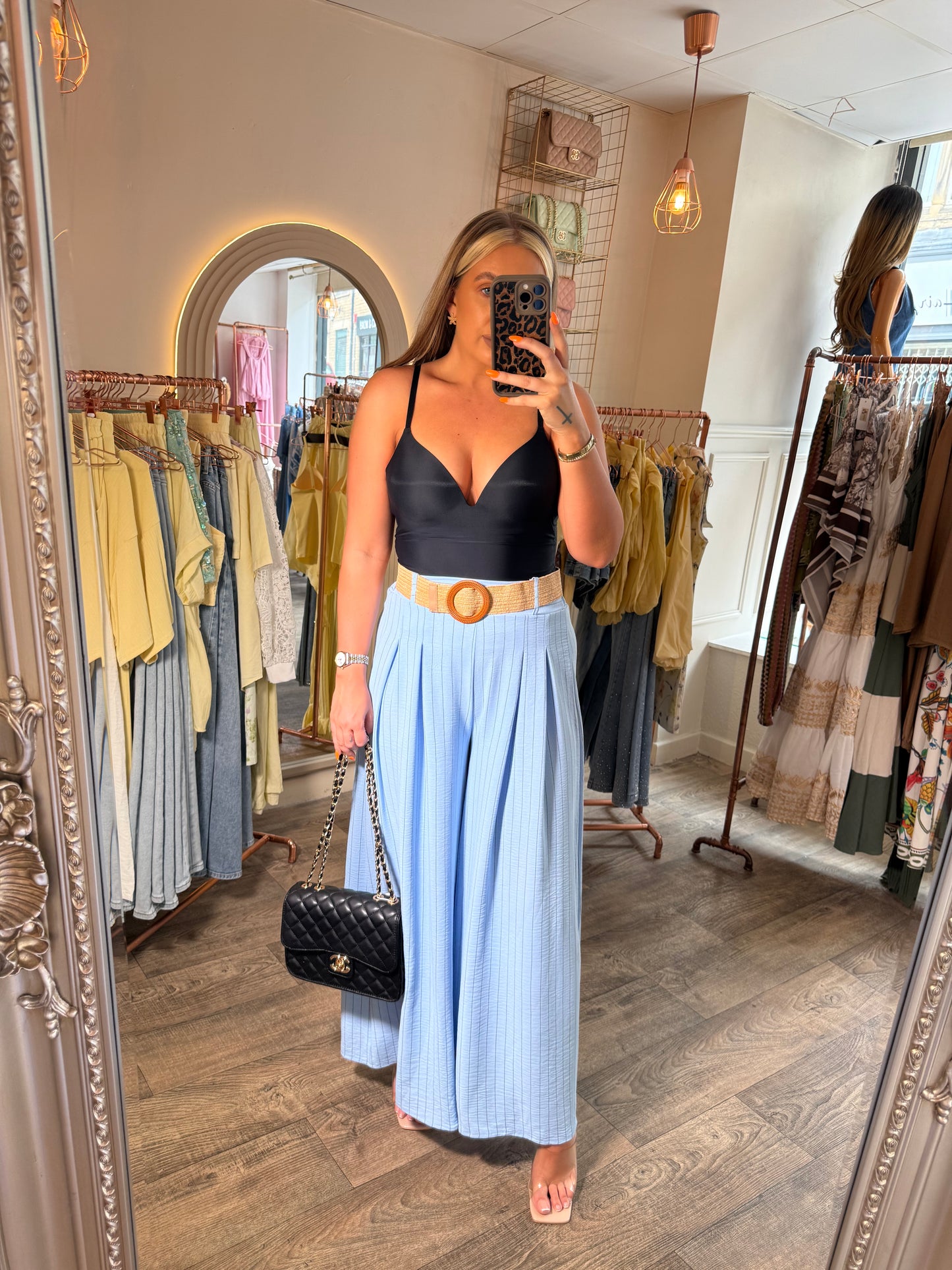 Belted Pin Stripe Pants 2 Colours