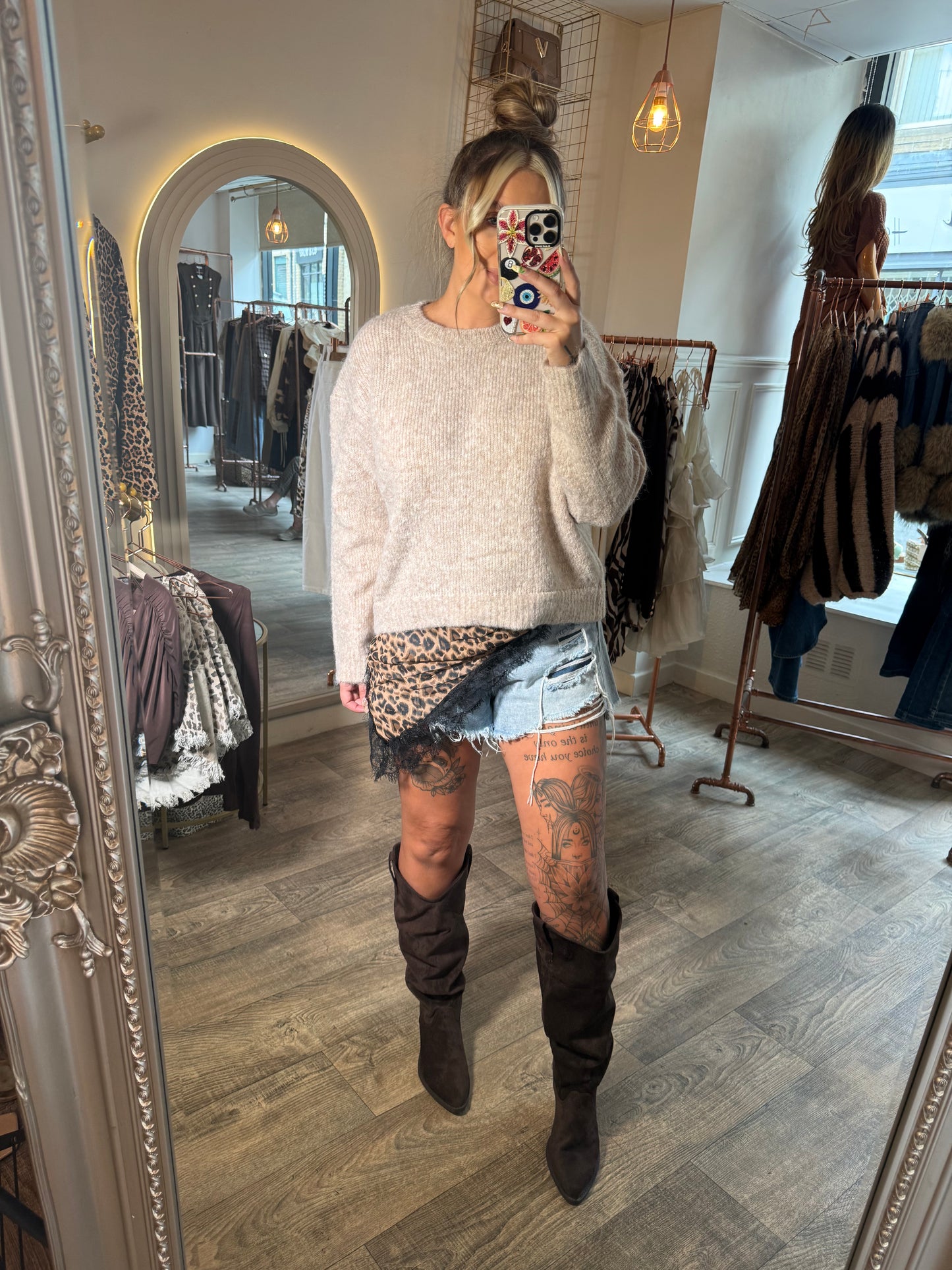 Leopard Silk Detail Jumper