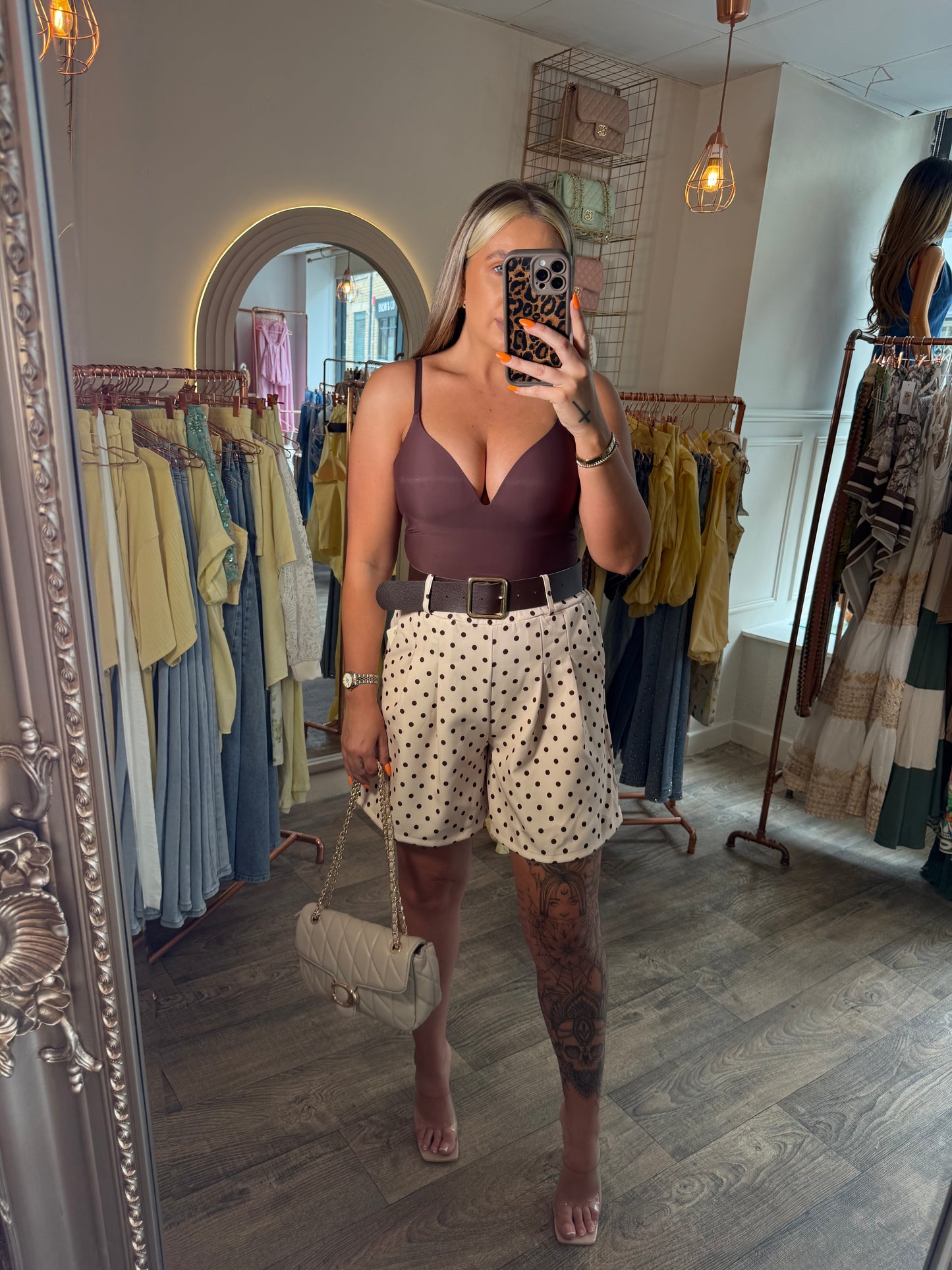 Polka Dot Belted Shorts
