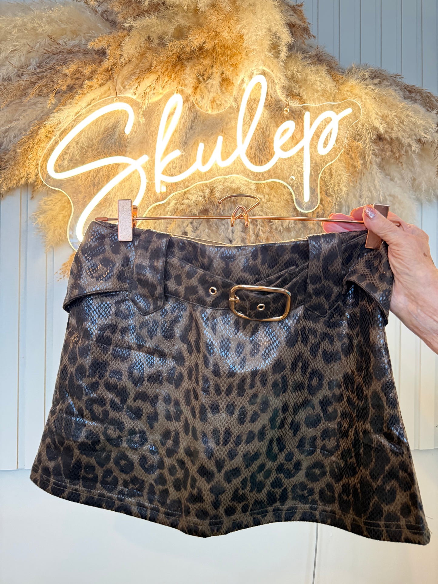 Leopard Print Belted Skort