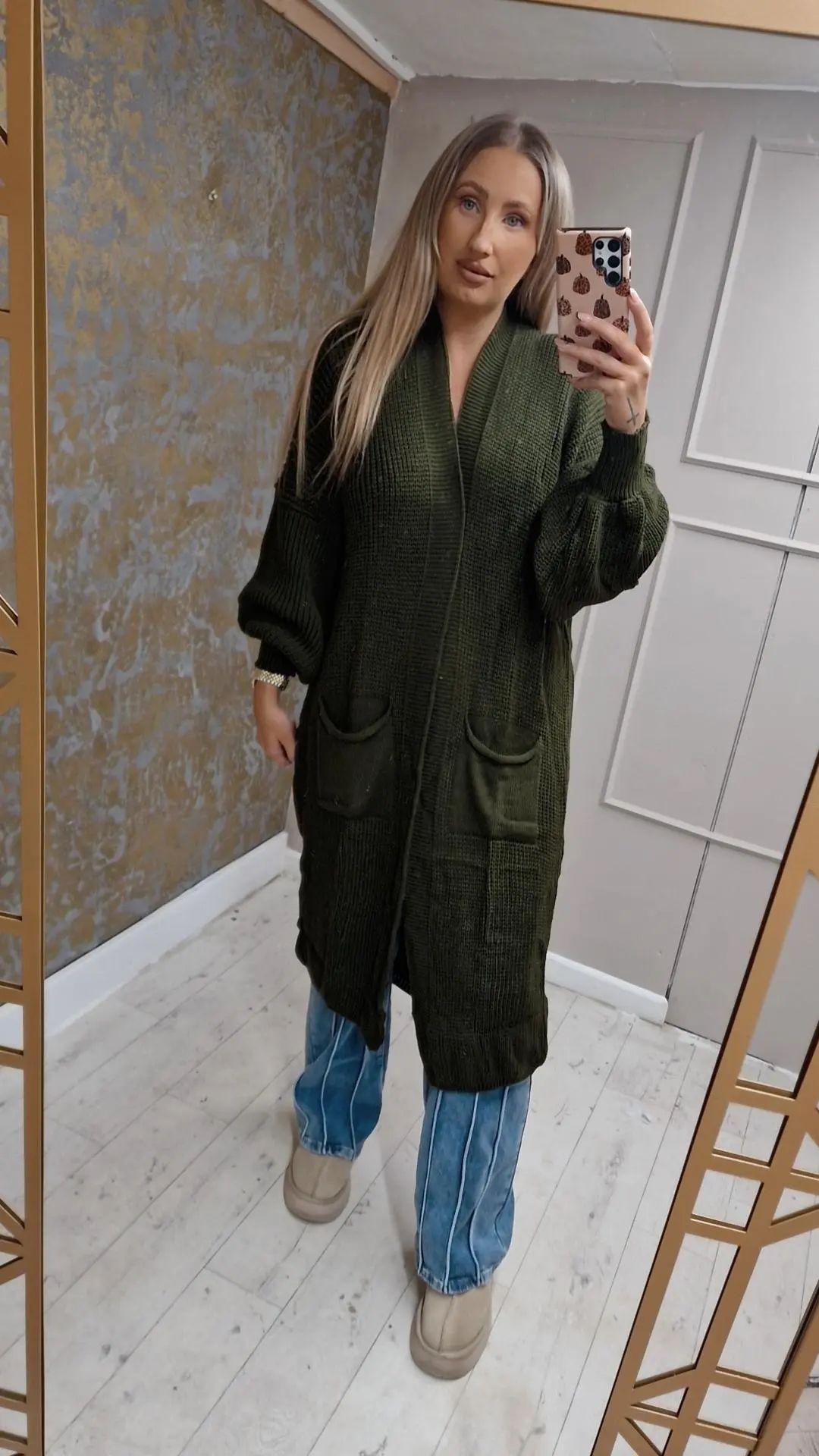 Khaki Long Cardigan