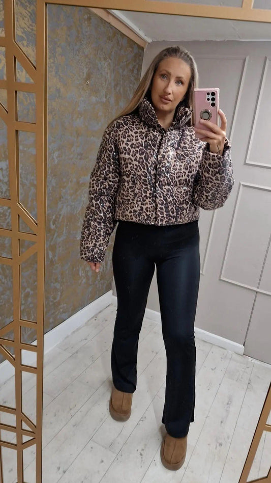 Sequin Leopard Crop PUFFA