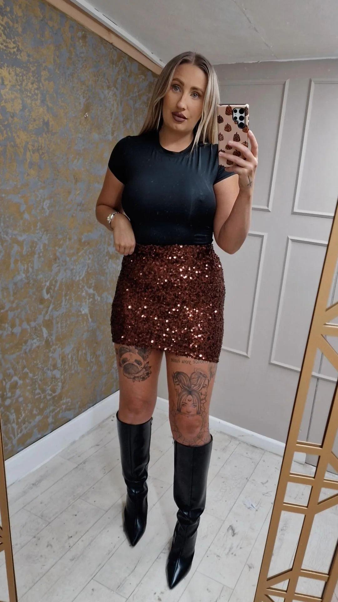 Brown Sequin Skirt