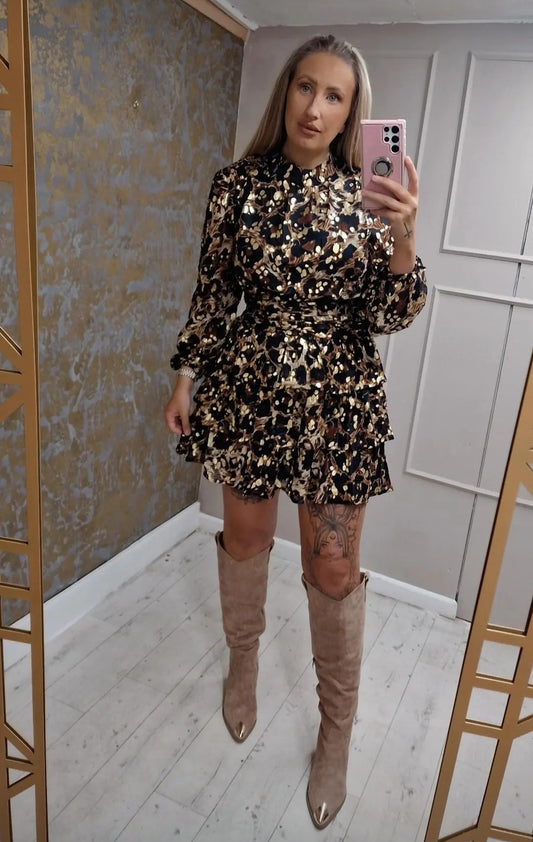 Leopard & Gold Detail Dress