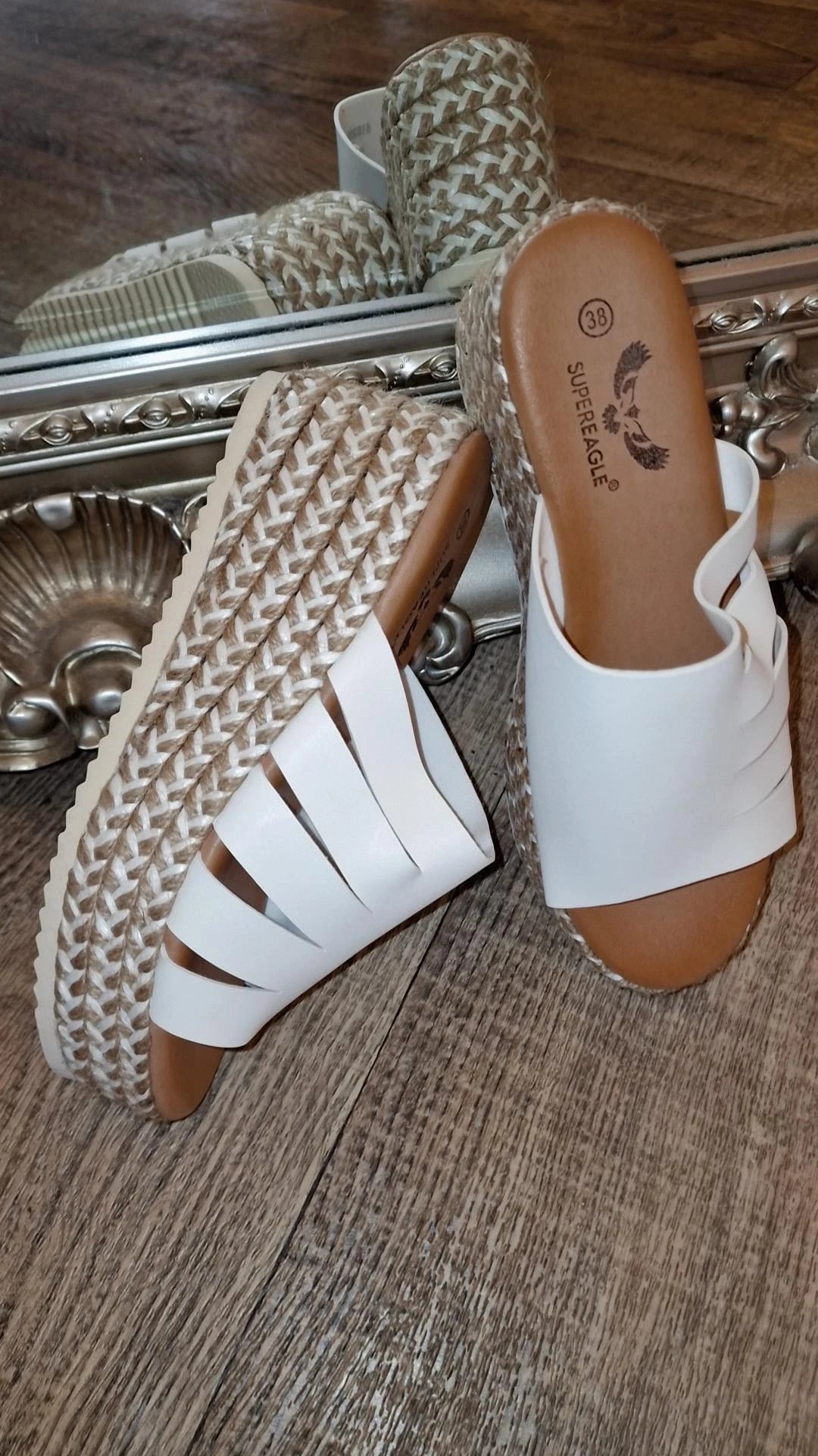 White Slip On Wedge