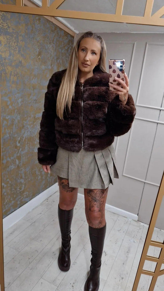 Chocolate FAUX FUR Coat