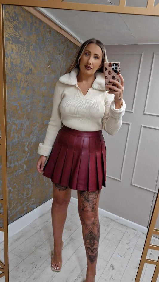 Burgundy Pleat Skirt