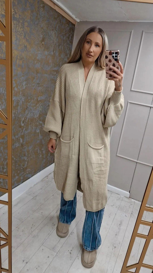 Beige Long Cardigan