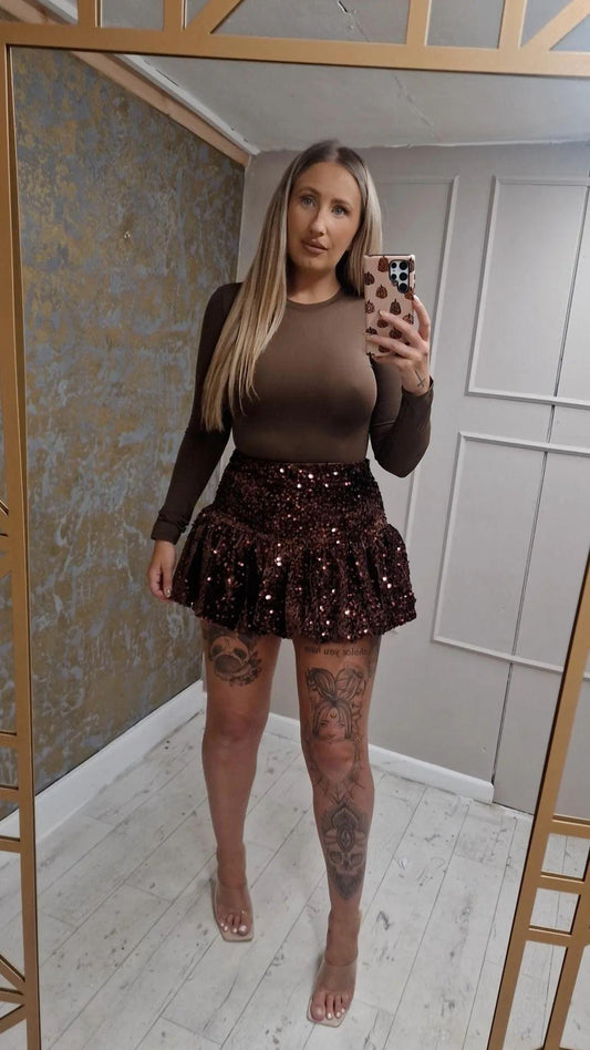 Brown Sequin Skirt