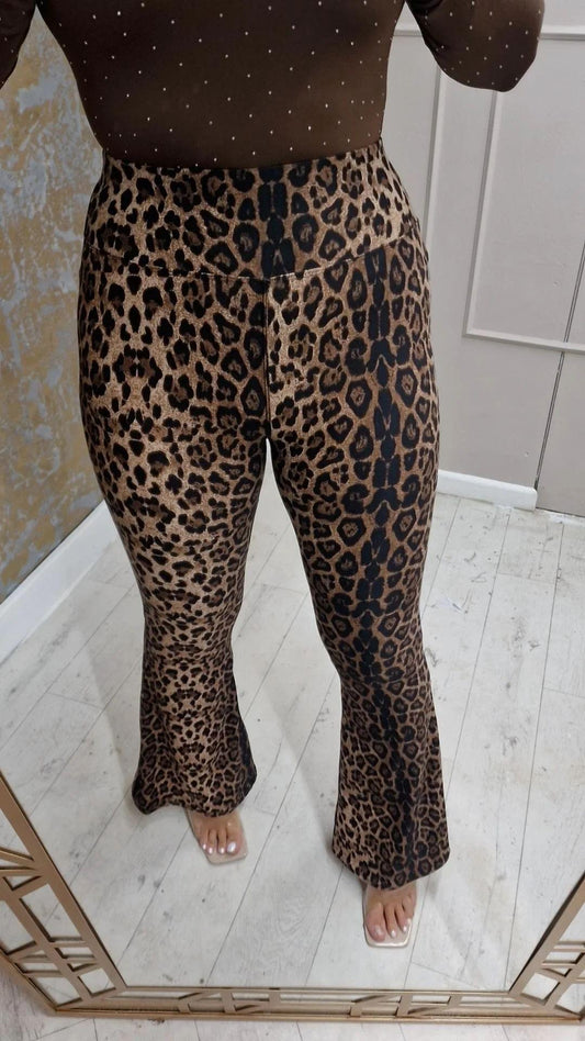 Leopard Print Kick Flare Leggings