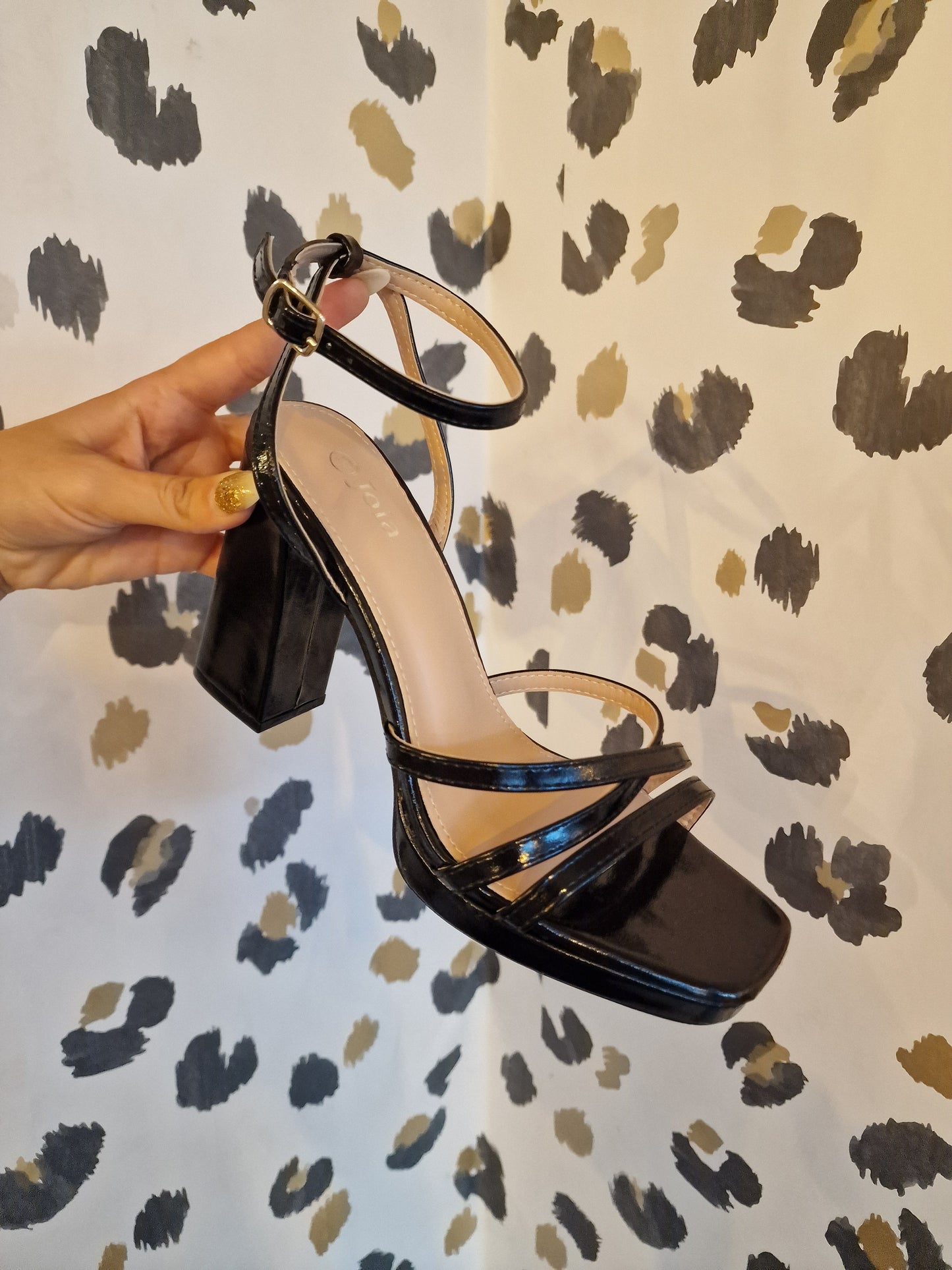 Black Block Strappy Heel