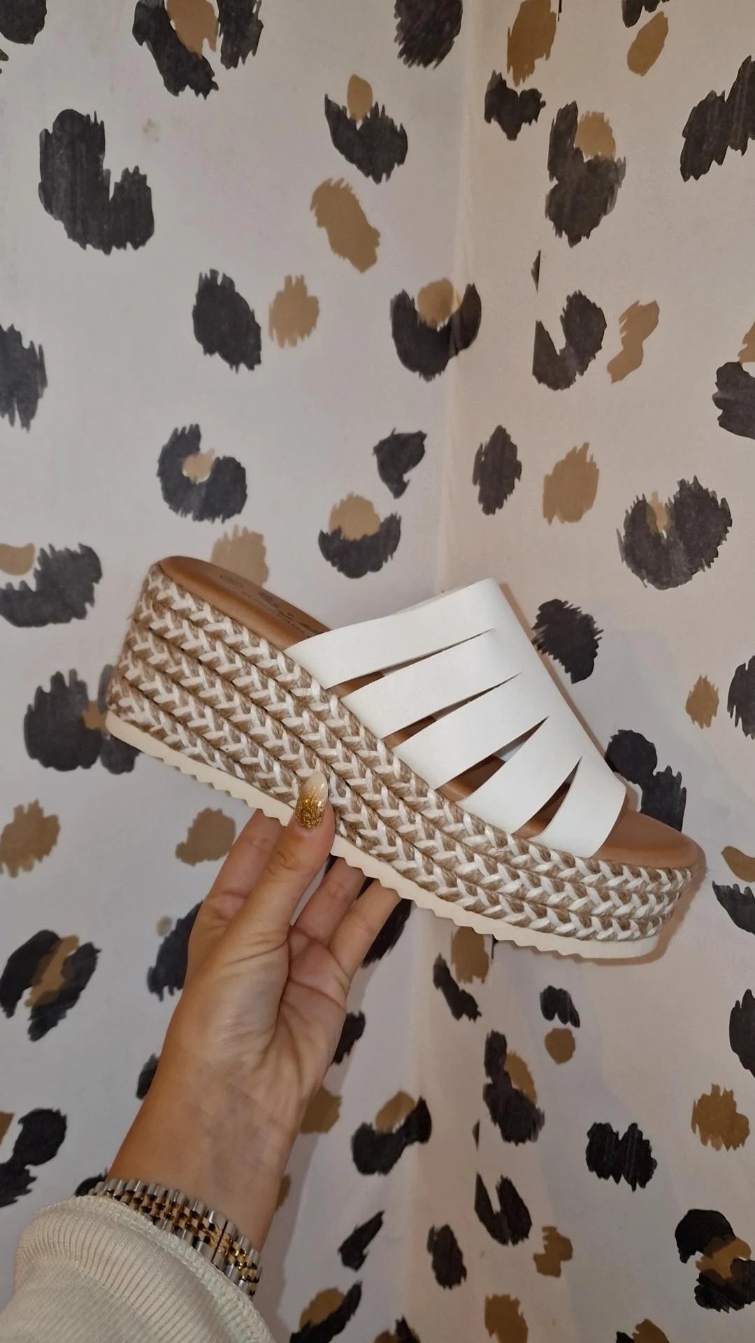 White Slip On Wedge