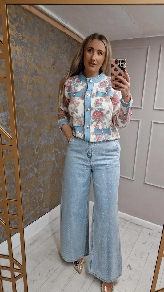 Floral/Denim Cardigan